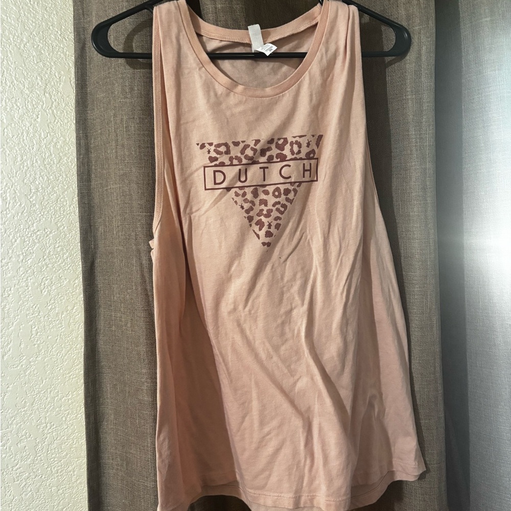 Dutch Bros Pink Muscle Tee Sleeveless Relaxed Fit
